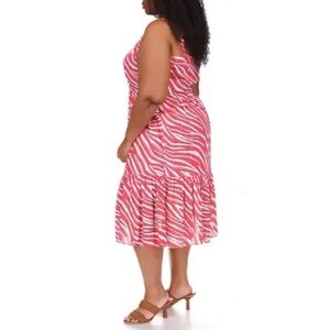- Michael Kors Plus Size Geranium Zebra Midi Dress NWT size 3X